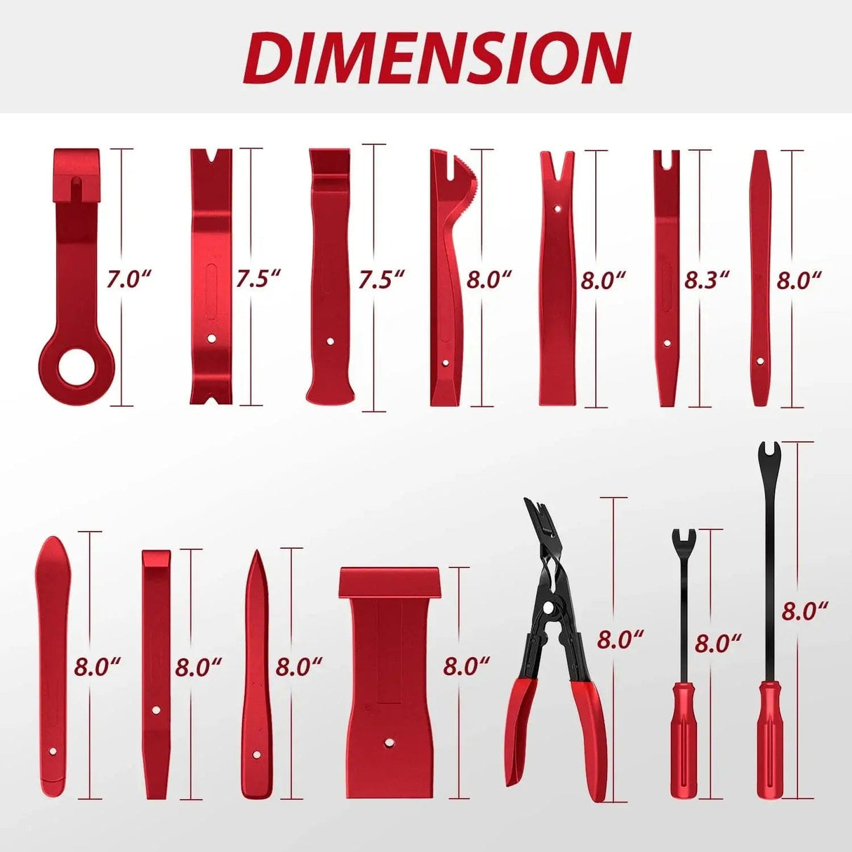 Fender 88 Pcs Trim Removal Tool Kit Red