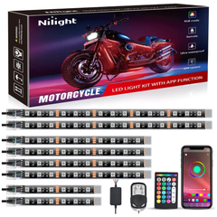 Motorcycle RGB APP Remote Control LED Strip Lights 8PCS