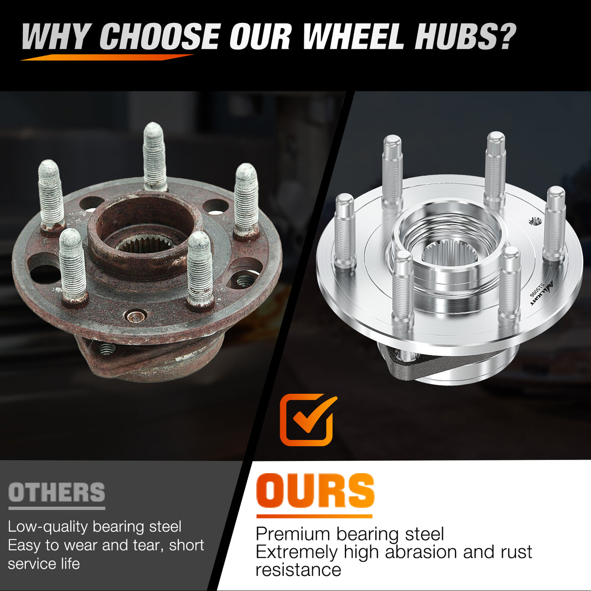 Nilight Wheel Bearing and Hubs Assembly Set for Chevy GMC Silverado Suburban Sierra Yukon XL 1500 Tahoe Avalanche Cadillac Escalade ESV EXT 2007 2008 2009 2010 2011 2012 2013 with 6-Lug, OEM 515096