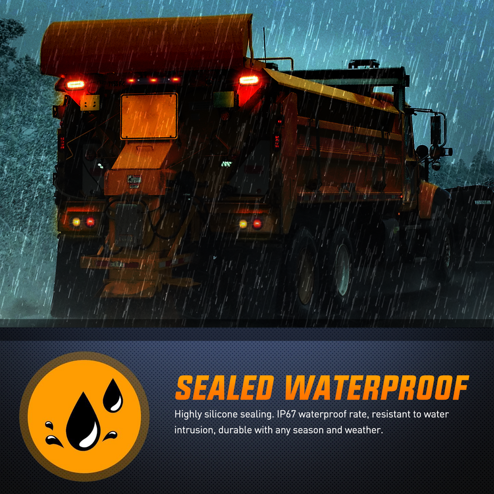 Nilight LED Trailer Light Kit 6 Inch Oval Stop Turn Taillight 2 Inches Round Red Amber Side Marker Lights 9 LED ID Bar for 12V RV Camper Caravan Truck Bus Boat