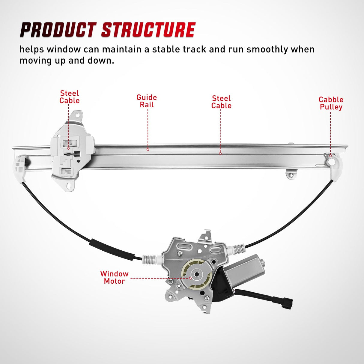 Window Regulator Front Passenger Window Regulator with Motor, Compatible with Nissan Frontier 2005 2006 2007 2008 2009 2010 2011 2012 2013 2014 2015, Power Window Lift Motor Assembly, 741-349