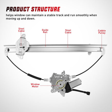 Window Regulator Front Passenger Window Regulator with Motor, Compatible with Nissan Frontier 2005 2006 2007 2008 2009 2010 2011 2012 2013 2014 2015, Power Window Lift Motor Assembly, 741-349