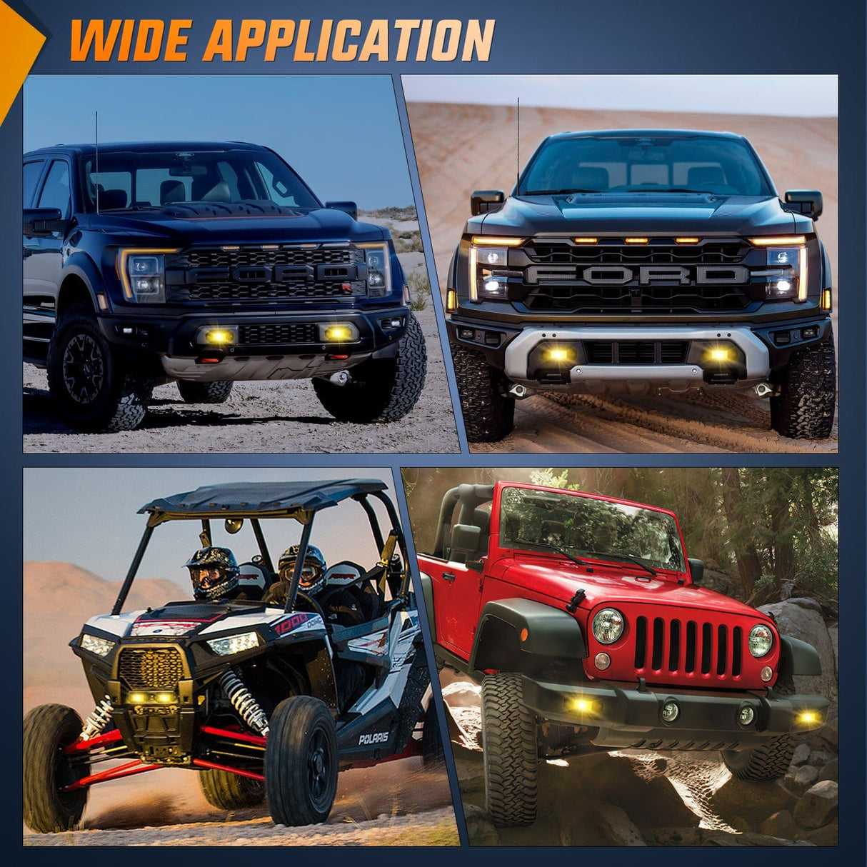 LED Work Light 4.5Inch 20W Flush Mount Amber Flood LED Work Light (Pair)