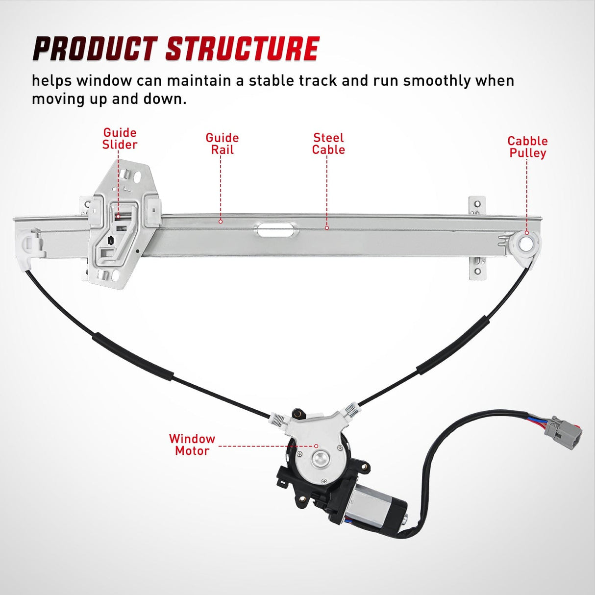 Window Regulator Power Window Regulator with Motor Assembly Replacement for Honda Pilot 2003 2004 2005 2006 2007 2008, Front Driver Side, 748-129