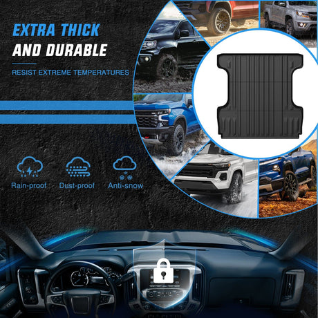 Truck Bed Mat 5.5ft Rubber Short Trunk Bed For 2007-2021 Toyota Tundra, TPE Heavy-Duty Pick-up Bed Liner for Toyota Tundra Accessories, Anti-Slip Texture, All Weather Protection