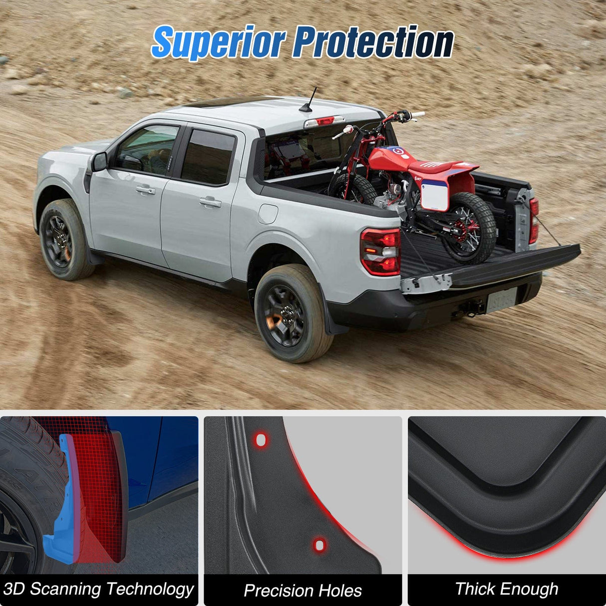 Fender Front & Rear Set Mud Flaps for Ford Maverick 2022 2023 2024 2025