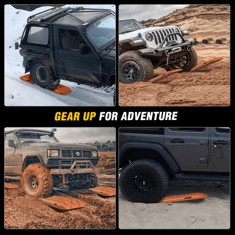 Traction Boards Off-Road Recovery Traction Boards For 4WD 4X4 with 2PCS Mounting kit Zipper Bag 2 leashes (Orange)