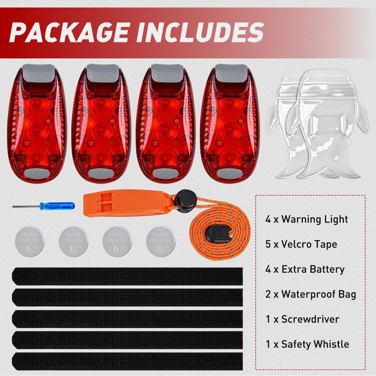 LED Safety Light LED Safety Light 4PCS Red Marine Navigation Bike Tail Lights Three Modes Waterproof Reflective Gear Clip On Flash Strobe Indicator Lamp for Night Boating Fishing Cycling Jogging