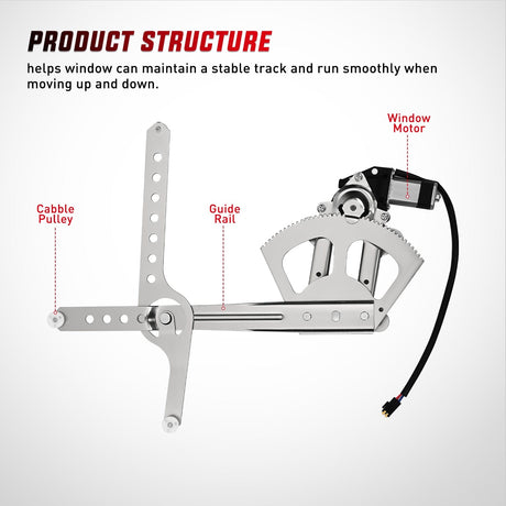 Window Regulator 741-655 Window Regulator/Motor Front Driver Side Compatible with 1988-2002 Chevrolet Blazer C1500 C2500 C3500 K1500 K2500 K3500 Tahoe GMC Yukon 1996 1997 1998 1999 2000 2001 2002