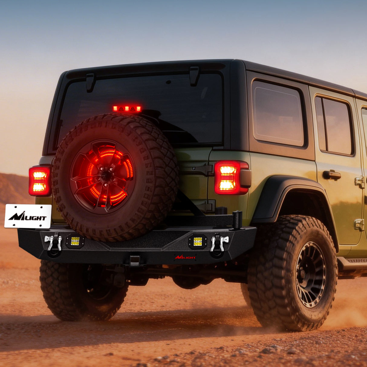 Spare Tire Brake Light Red Double Row LED Ring 3rd Third Stop Rear Wheel Lights Plug and Play Fit for 2018 2019 2020 2021 2022 2023 2024 2025 2026 Jeep Wrangler JL