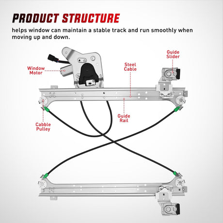 Window Regulator 741-578 Window Regulator and Motor Rear Driver Side,Compatible with Cadillac Escalade/Chevy Avalanche/Silverado/GMC Sierra Yukon 1500 2500 3500 2000 2001 2002 2003 2004 2005 2006 2007