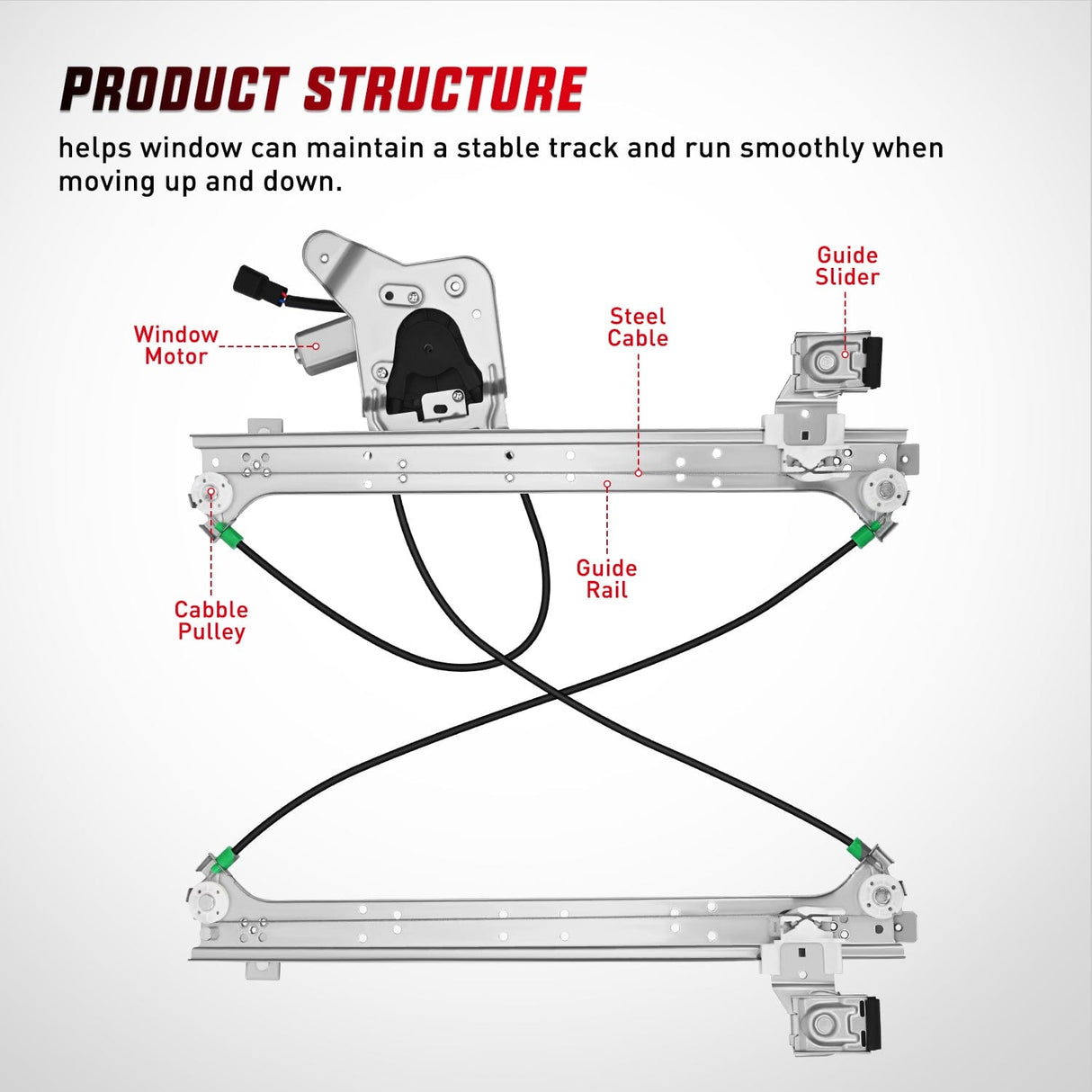 Window Regulator 741-578 Window Regulator and Motor Rear Driver Side,Compatible with Cadillac Escalade/Chevy Avalanche/Silverado/GMC Sierra Yukon 1500 2500 3500 2000 2001 2002 2003 2004 2005 2006 2007