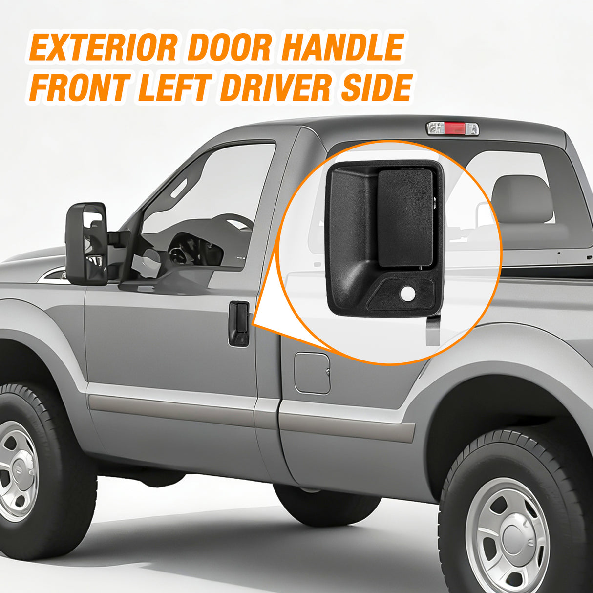 Exterior Front Left Driver Side Door Handle with Key Hole Compatible with 1999-2016 Ford F250 F350 F450 F550 F650 F750 Super Duty Excursion Car Door Handles Replaces OEM# 7C3Z2522405AA, 79306