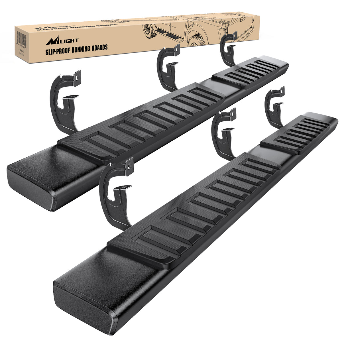 Nilight Running Boards 6 inch Side Step Nerf Bars Easy Bolt-On Installation