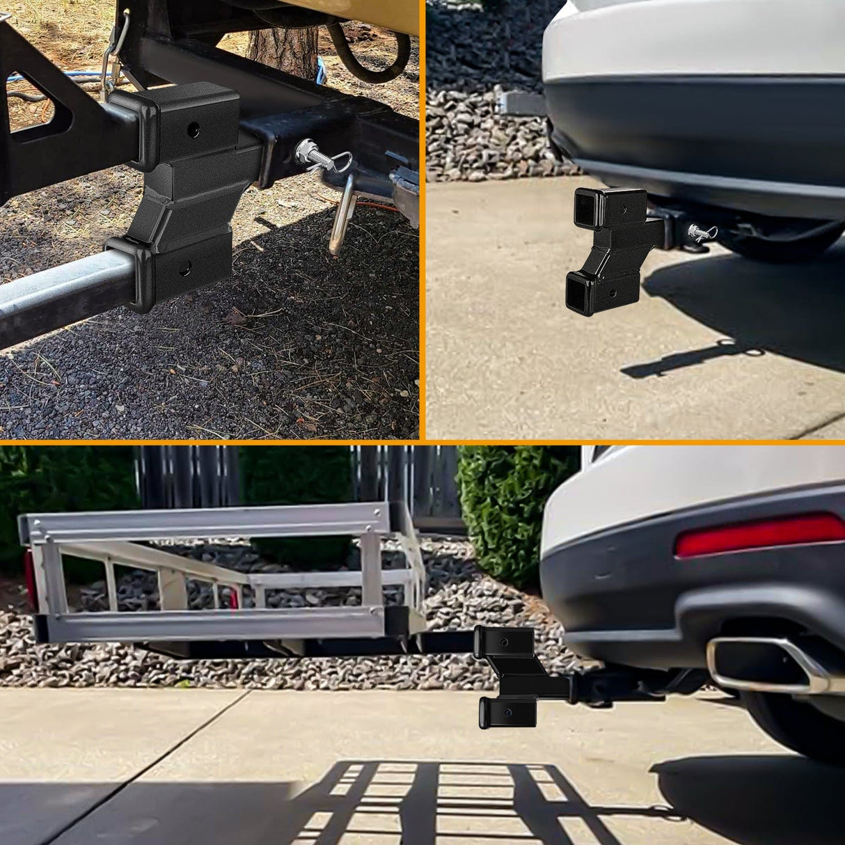 Trailer Hitch 2 Inch Trailer Dual Hitch Receiver with 2 & 4Inch Rise or Drop