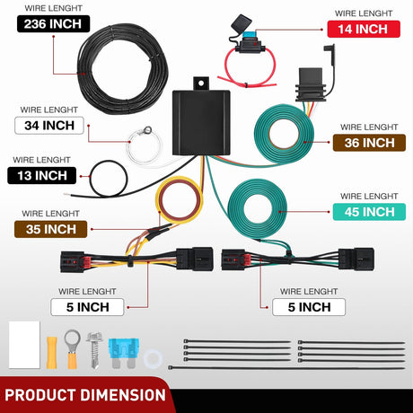 Wiring Harness Kit Nilight 4 Pin Trailer Wiring Harness Kit 56403 Vehicle Standard 4 Way Connector Custom for 2018 2019 2020 2021 2022 2023 2024 Volkswagen Tiguan Simple Fit Tow Hitch Harness