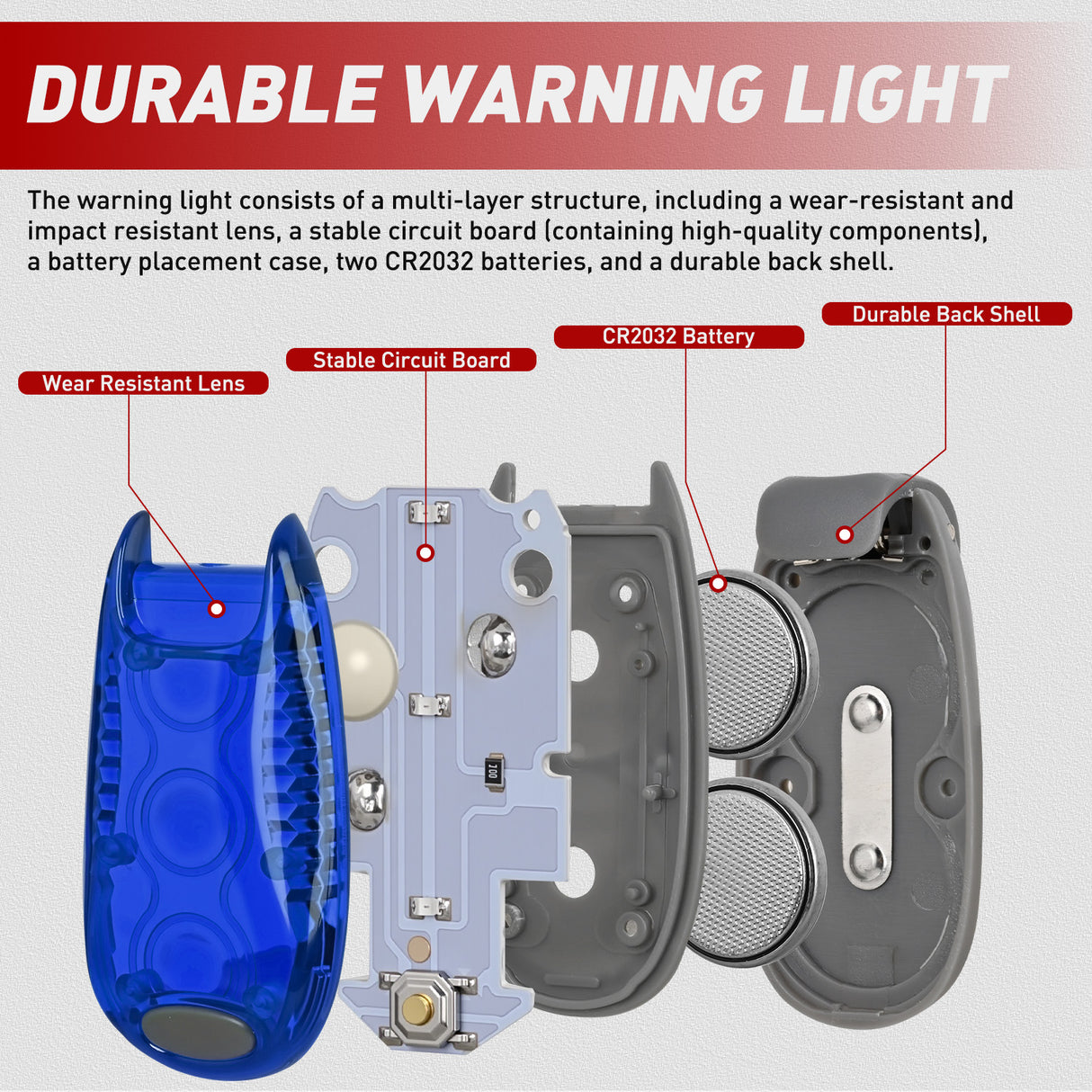 LED Safety Light 4PCS Blue Marine Navigation Bike Tail Lights Three Modes Waterproof Reflective Gear Clip On Flash Strobe Indicator Lamp for Night Boating Fishing