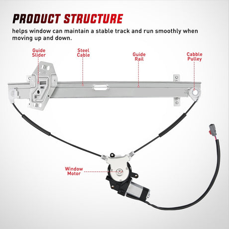 Window Regulator Power Window Regulator with Motor Assembly Replacement for Honda Pilot 2003 2004 2005 2006 2007 2008, Front Passenger Side, 748-130