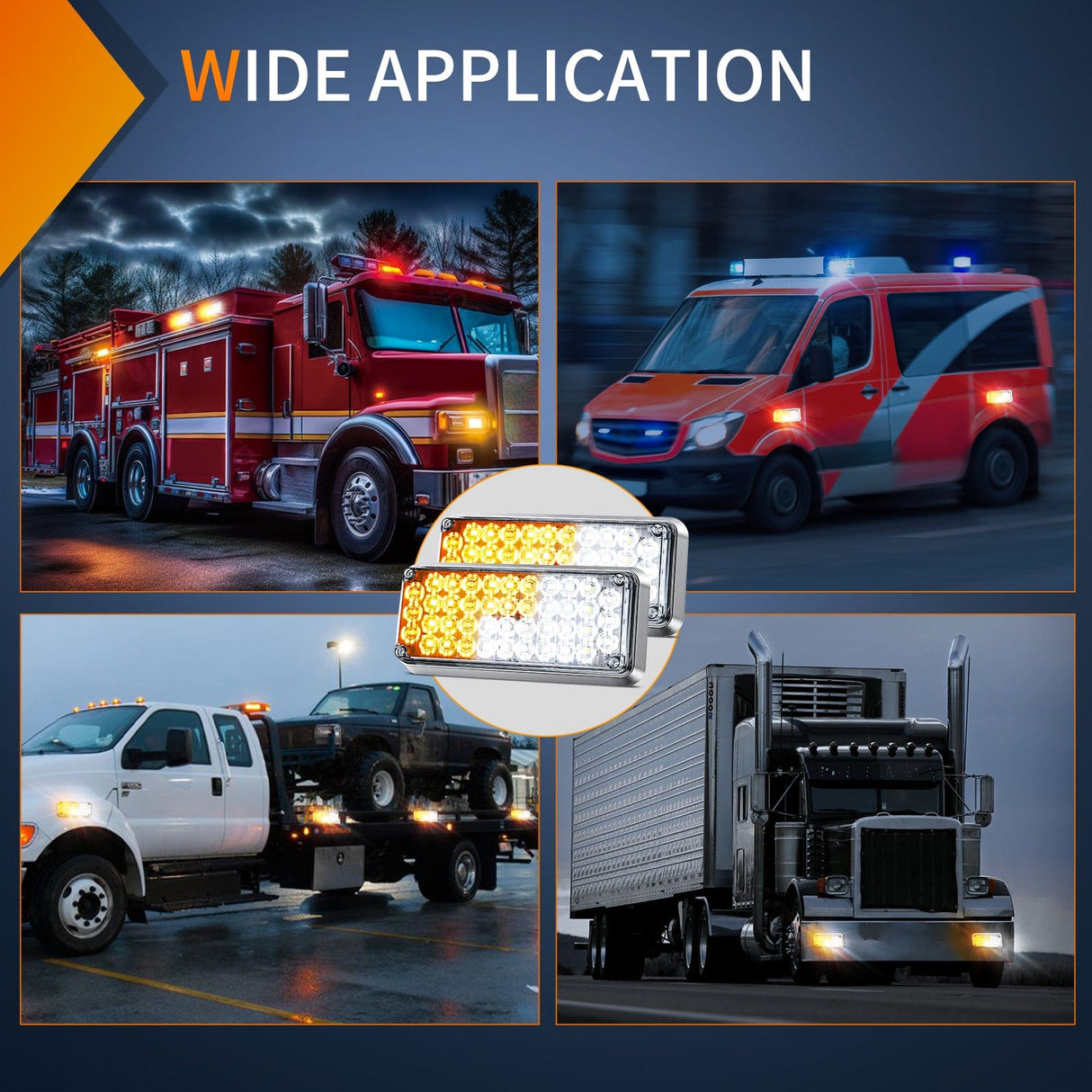 led strobe light 42LED Amber White Wireless Magnetic Strobe Lights Surface Mount Waterproof 5 Patterns (Pair)