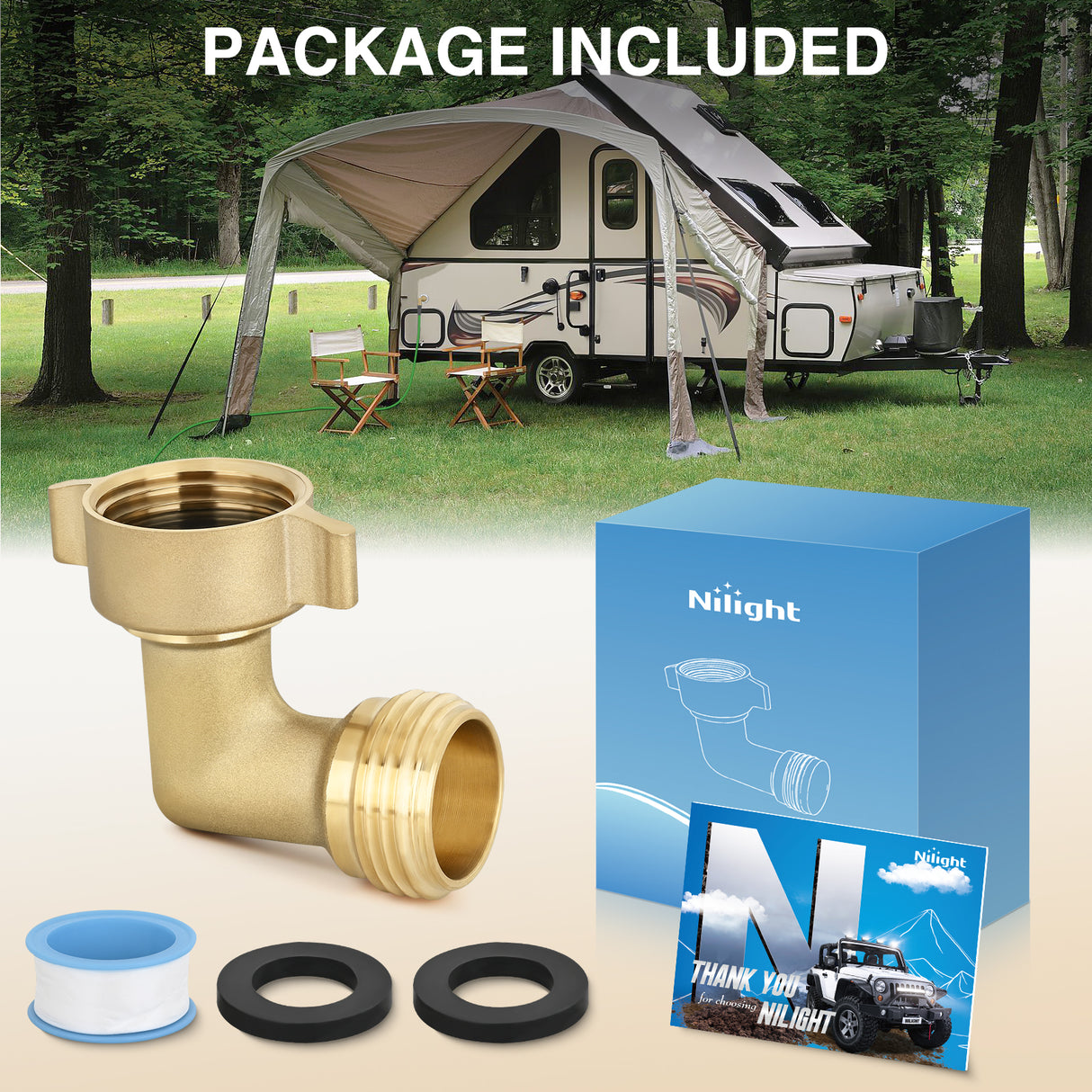 90 Degree Hose Elbow for RV Garden Water Hose Elbow Fitting 3/4Inch Solid Brass 90° Right Angle Water Hose Connector for RV Camper Trailer Outdoor Garden Hose Systems Faucet Adapter Accessories