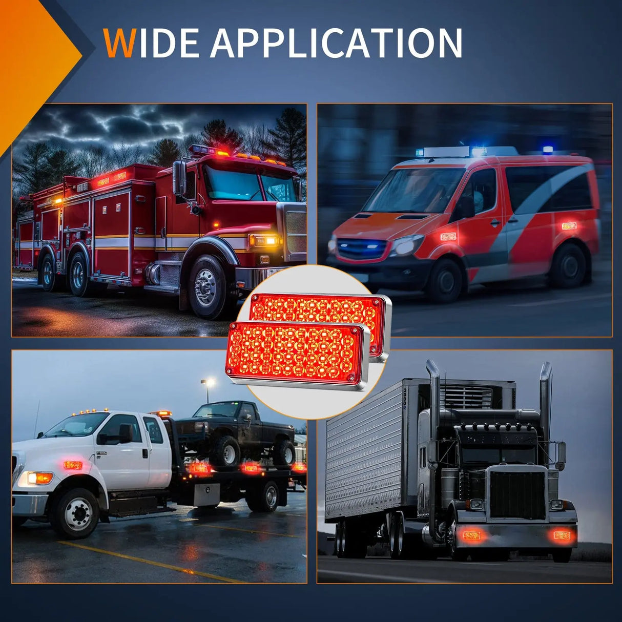 led strobe light 42LED Red Wireless Magnetic Strobe Lights Surface Mount Waterproof 5 Patterns (Pair)