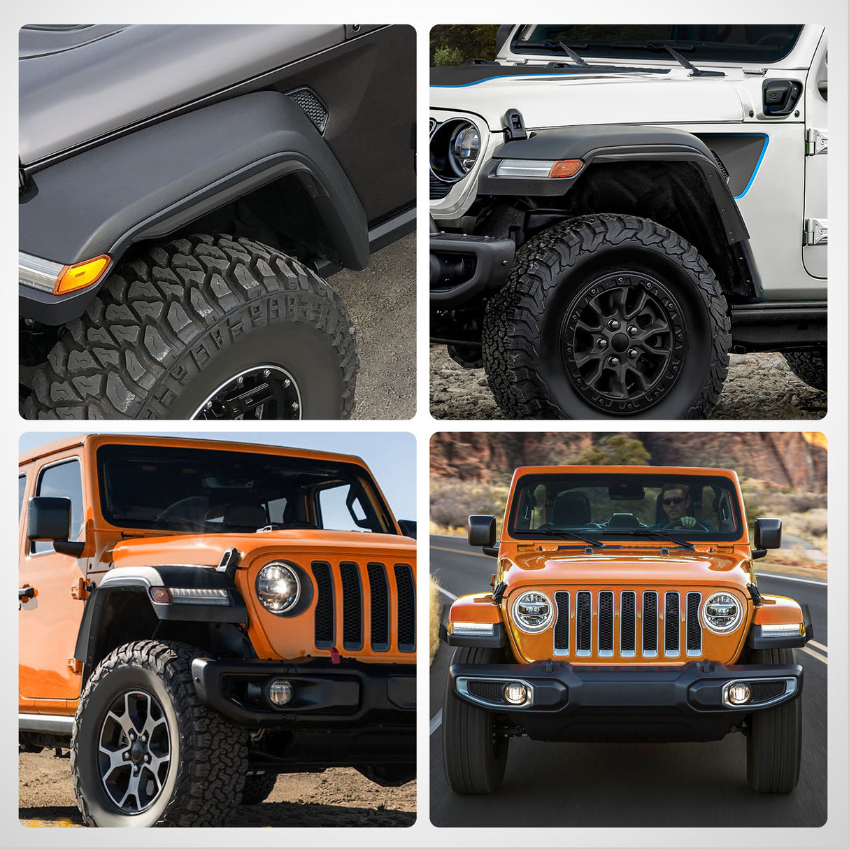 Nilight Fender Flares Extensions Set Compatible with 2018 2019 2020 2021 2022 2023 2024 Wrangler JL and JLU Unlimited 2/4 Doors (Only for High Wheel Arches) Off-Road Widened Front Rear Flat 4 PCS