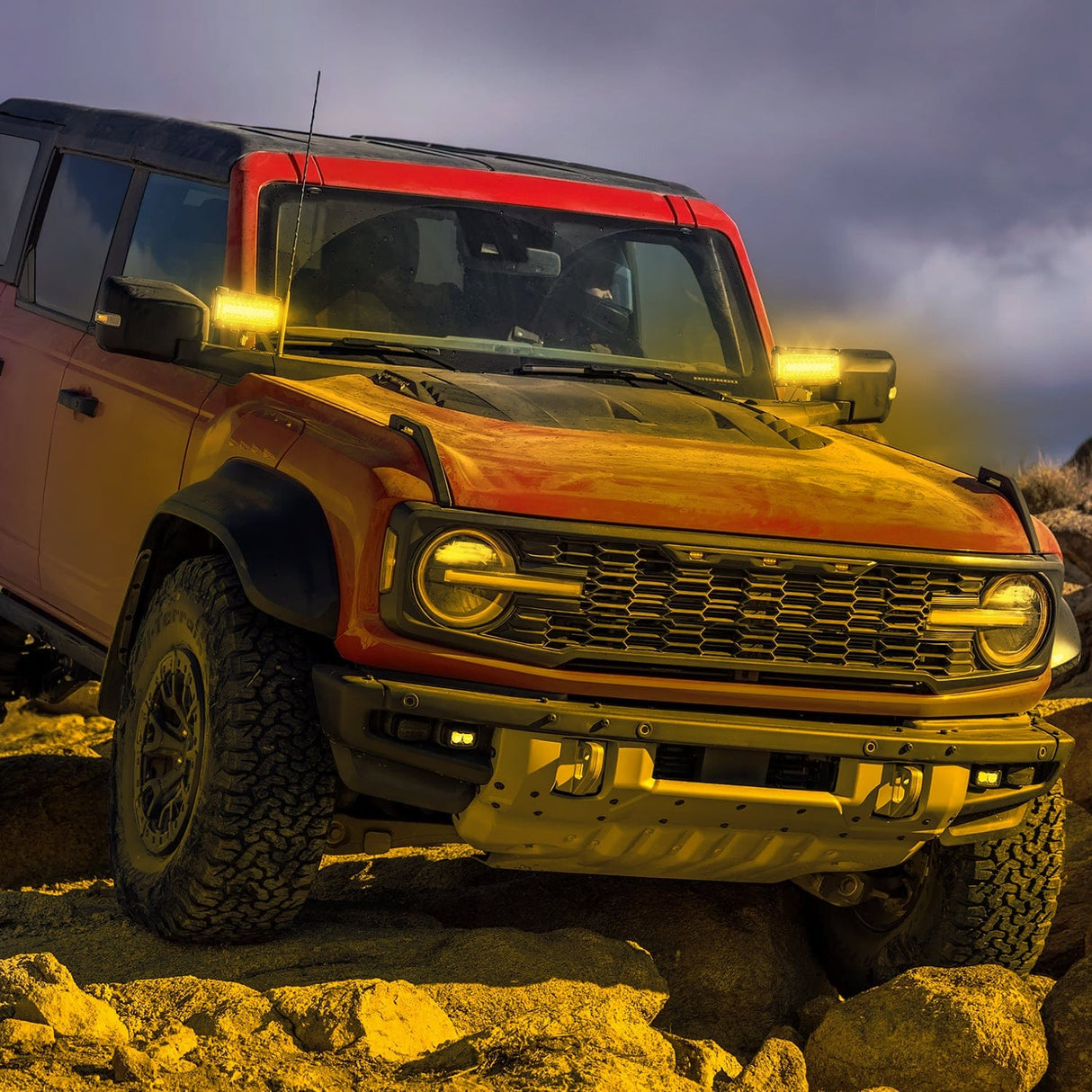 LED Light Bar 2PCS 7Inch Triple Row Spot Flood Combo Yellow Beam with 5Pin Rocker Switch Wiring Harness Kit