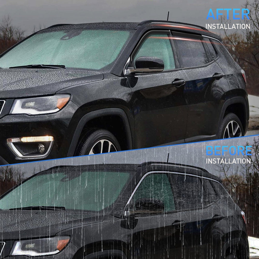 Rain Guards Window Rain Guards for Jeep Compass 2017 2018 2019 2020 2021 2022 2023 2024, Window Wind Deflectors Vent Visors, Tape on-4PCS
