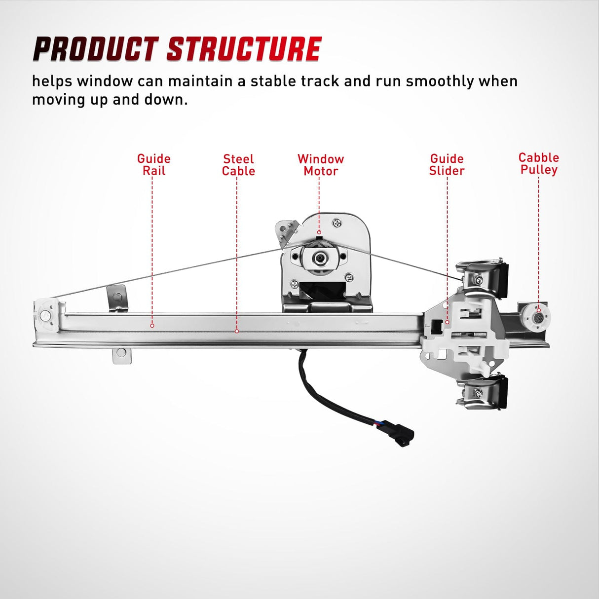 Window Regulator Power Window Regulator/Motor Rear Passenger Side Compatible with Chevrolet Silverado/GMC Sierra 1500 2500 HD 3500 HD 2007 2008 2009 2010 2011 2012 2013,Rear Right,741-389