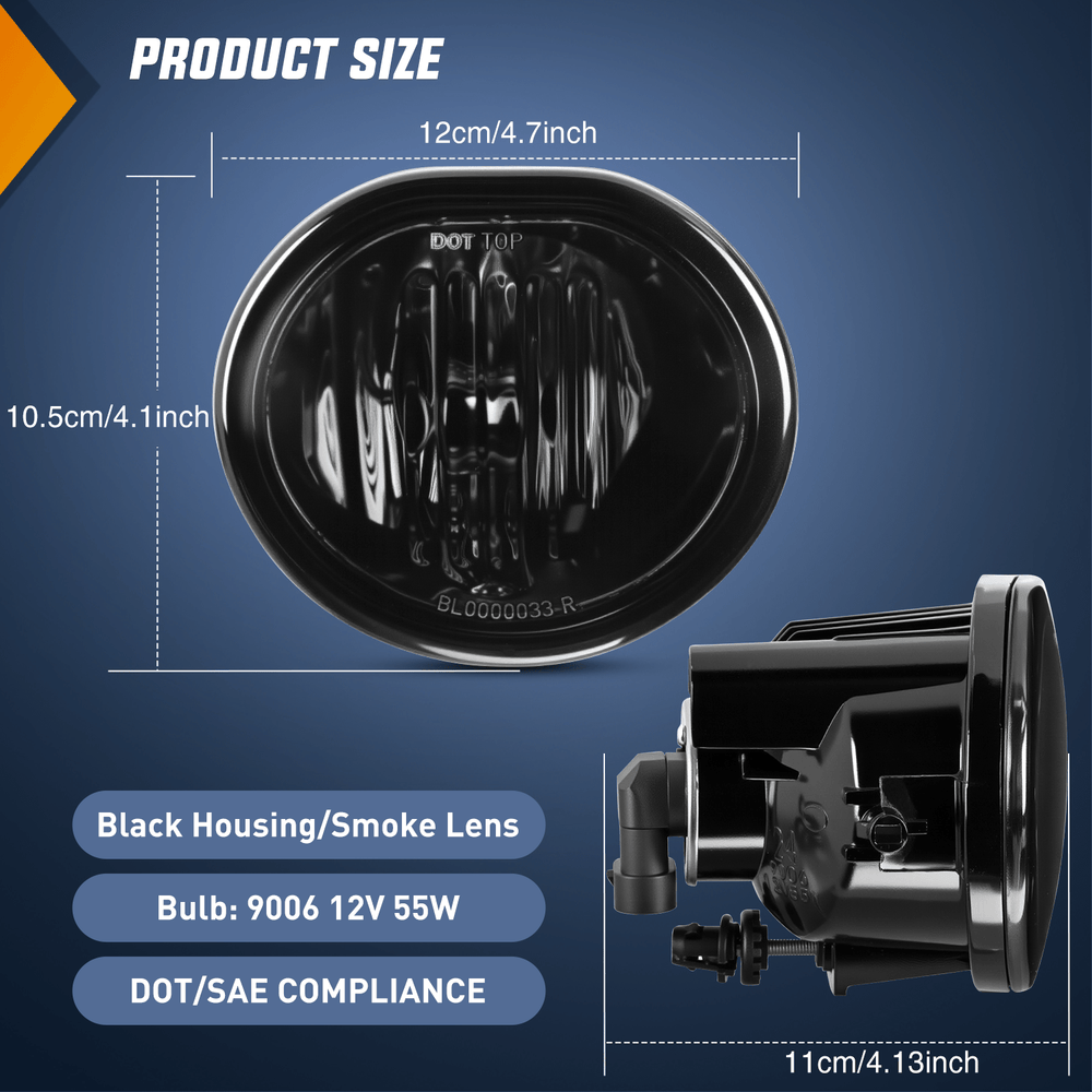 Fog Light Assembly Fog Lights Assembly Compatible with 2003 2004 2005 2006 2007 2008 Toyota Matrix 2003-2008 Pontiac Vibe 2004-2010 Scion TC Smoke Lens w/9006 12V 55W