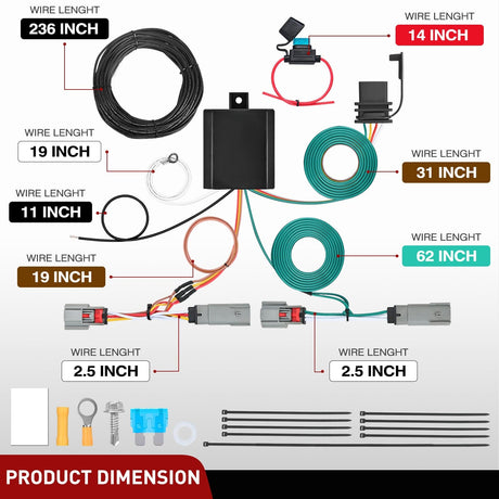 Wiring Harness Kit 4 Pin Trailer Wiring Harness 56462 Vehicle Side Custom for 2021 2022 2023 2024 Ford Bronco Sport Simple Fit Tow Hitch Harness