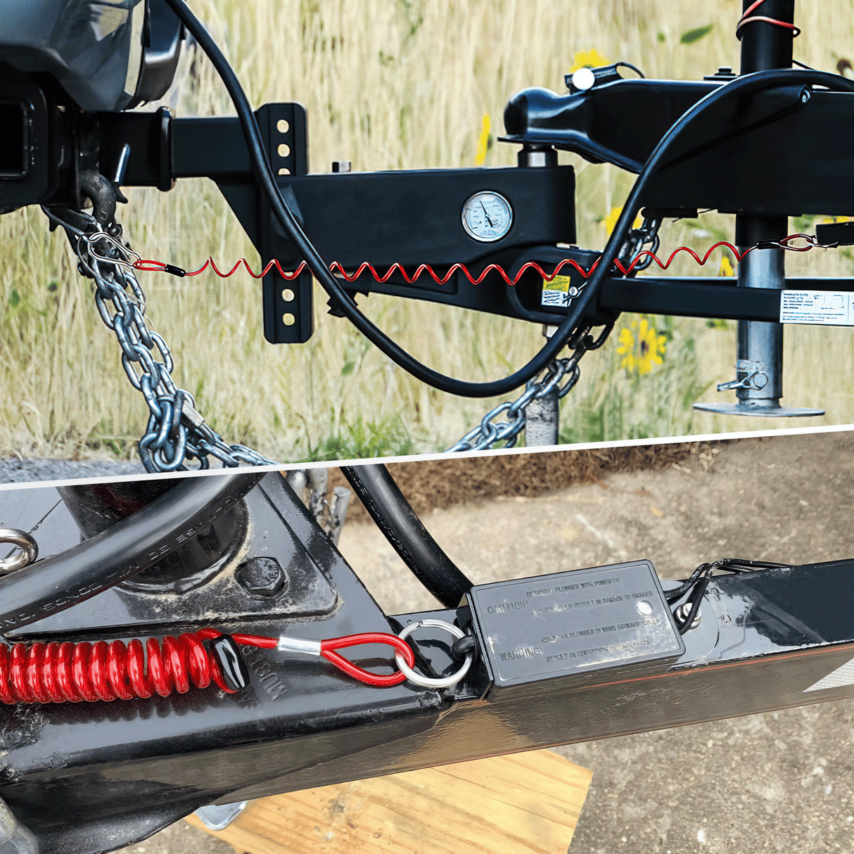 Wiring Harness Kit 4FT Breakaway Trailer Cable Stainless Steel Spring Towing Coiled Wire