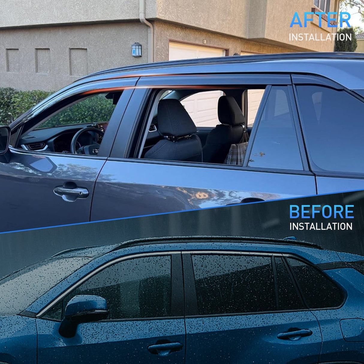 Rain Guards Window Rain Guards for Toyota Rav4 2019 2020 2021 2022 2023 2024, Out-Channel Window Visors Vent Wind Deflectors-6PCS