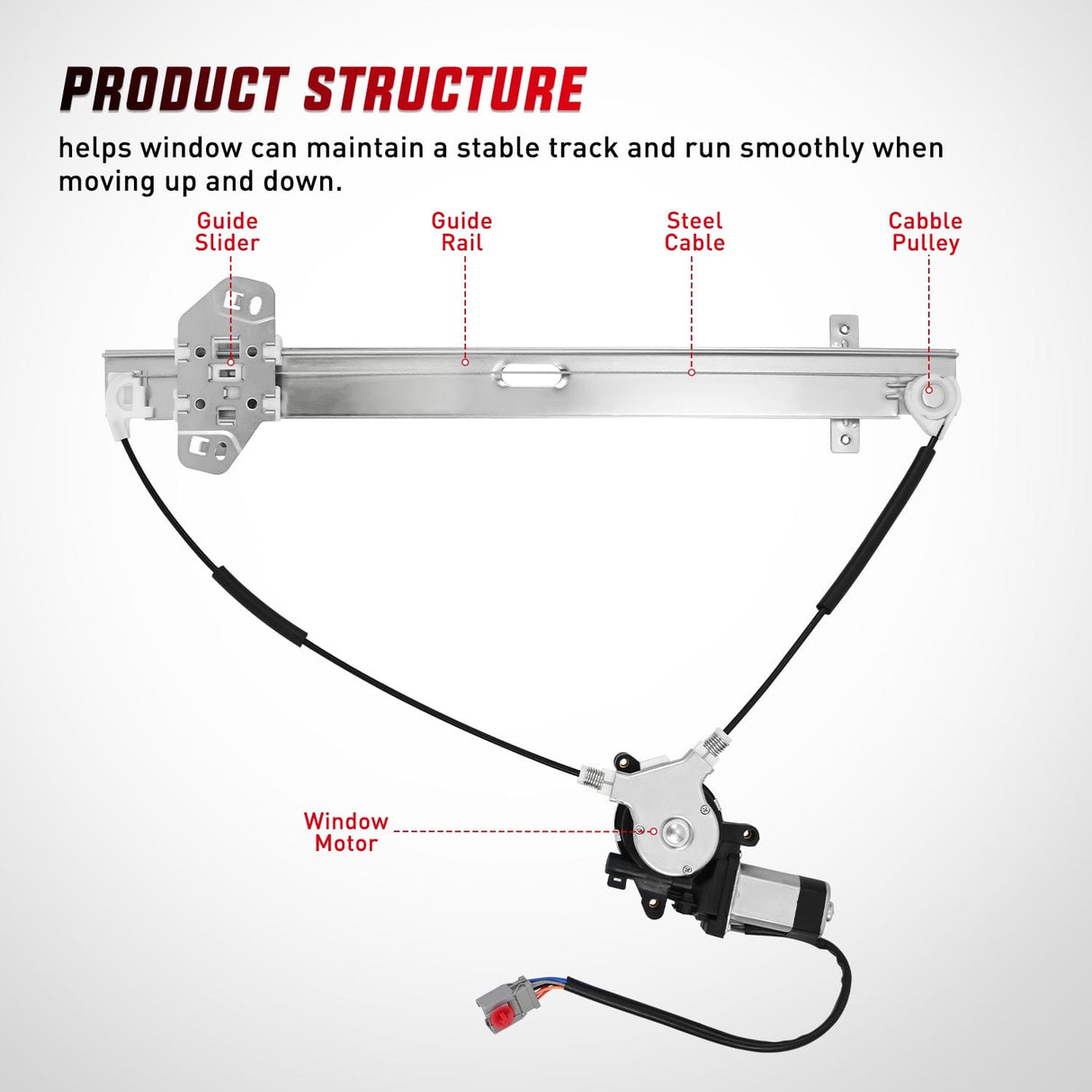 Window Regulator Power Window Regulator with Motor Assembly Replacement for Honda CR-V 2002 2003 2004 2005 2006, Front Passenger Side, 741-303