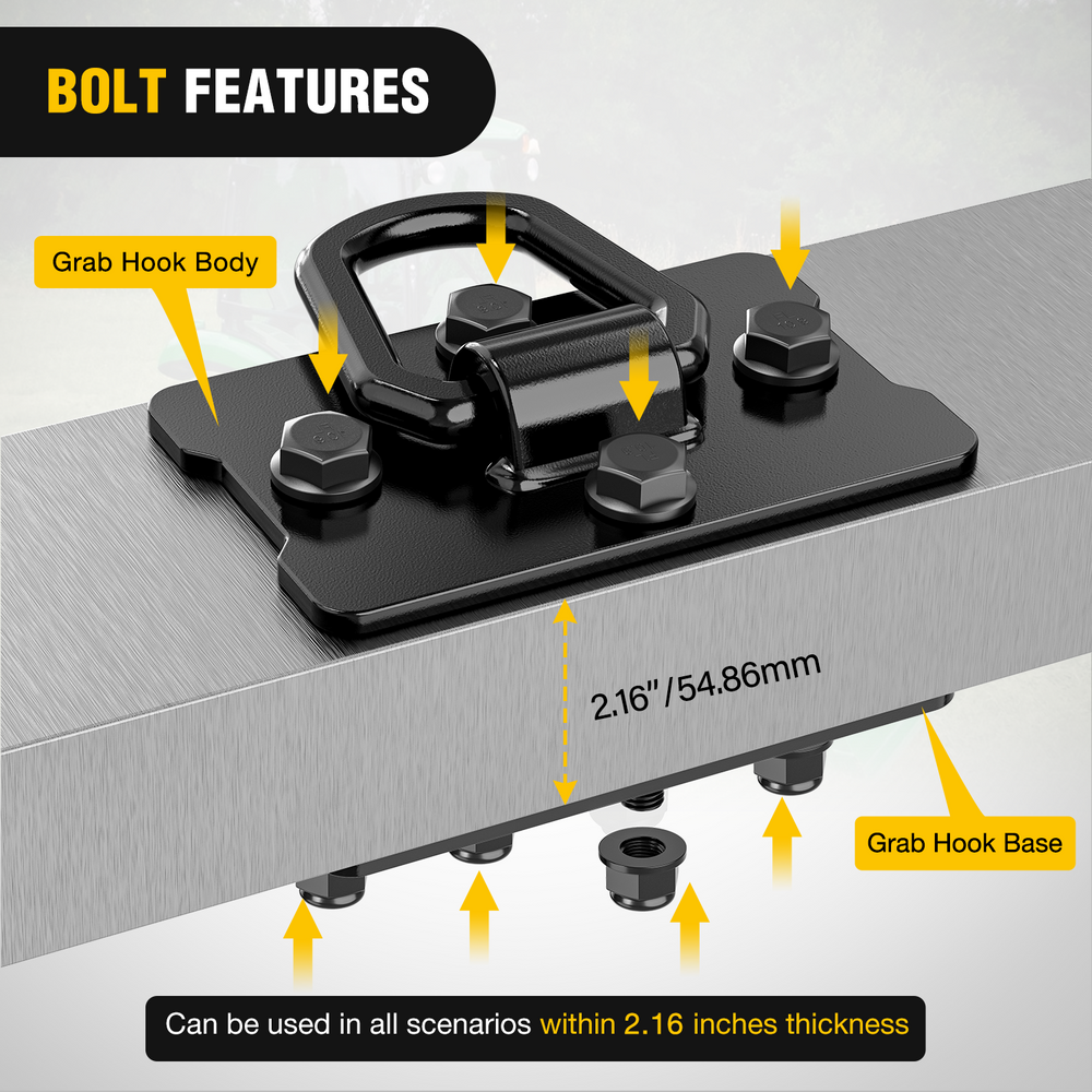 Nilight 2Pcs 1/2inch D Rings for Trailers Heavy Duty Trailer Tie Down Rings, Incl. Mounting Hardware, Forged Steel Bolt-On Grab with Back Plates Compatible with Tractor RV UTV Truck, Max 12000Lbs, Black