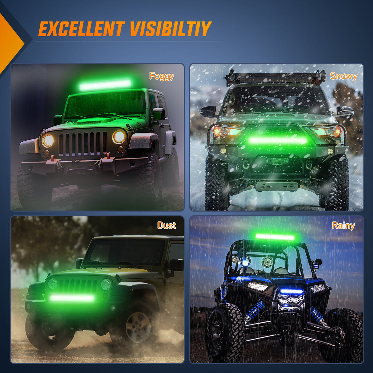 LED Light Bar LED Light Bar 20 Inch 126W Spot Flood Combo Green Beam Off Road Lamp Fishing Hunting Emergency Deck Work Lighting for Trucks UTV Pick-up Van Boat Tractor