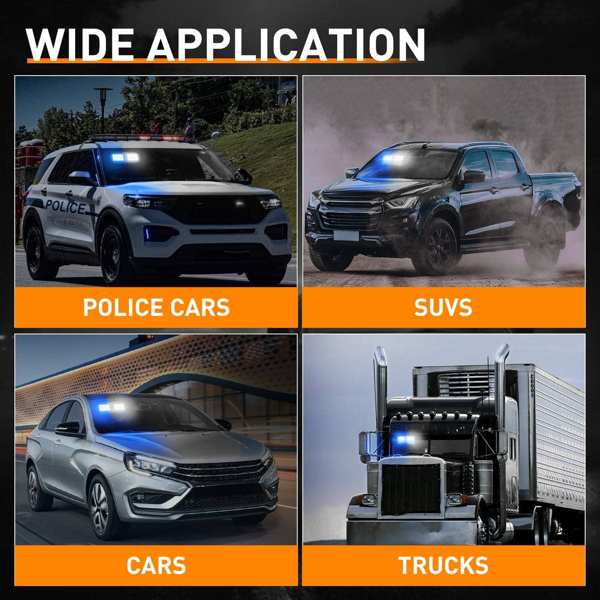 led strobe light 48 LED Blue White Emergency Warning Strobe Lights