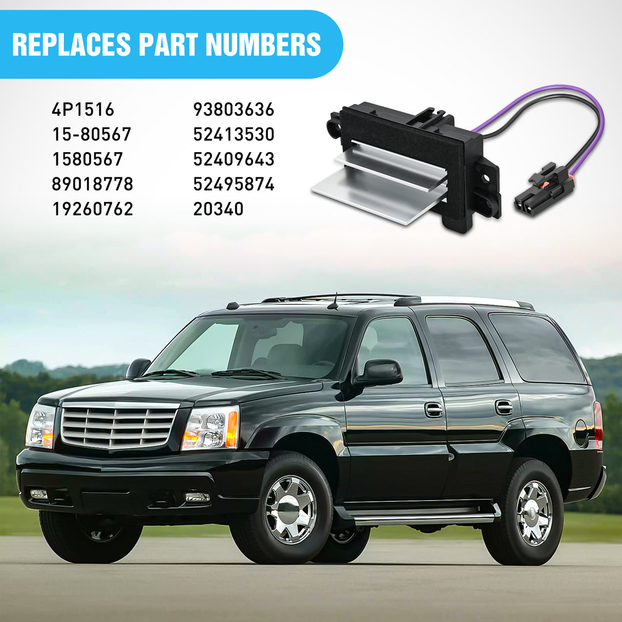 Nilight AC Blower Motor Resistor Blower Control Module Fit for Chevy Silverado 1500, GMC Envoy, Cadillac Escalade 2003 2004 2005 2006 2007 Replace 15-80567 89018778 52495874 4P1516