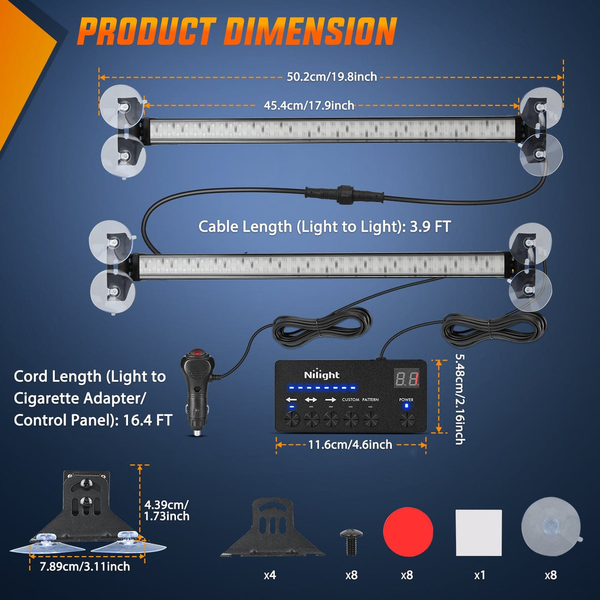 Led Strobe Light 144 LED Strobe Traffic Advisor Light Bar Red with Controller 2 in 1 Automotive Emergency Warning Flashing Police Windshield Lights Bars for Cars Tow Plow Trucks Construction Vehicles