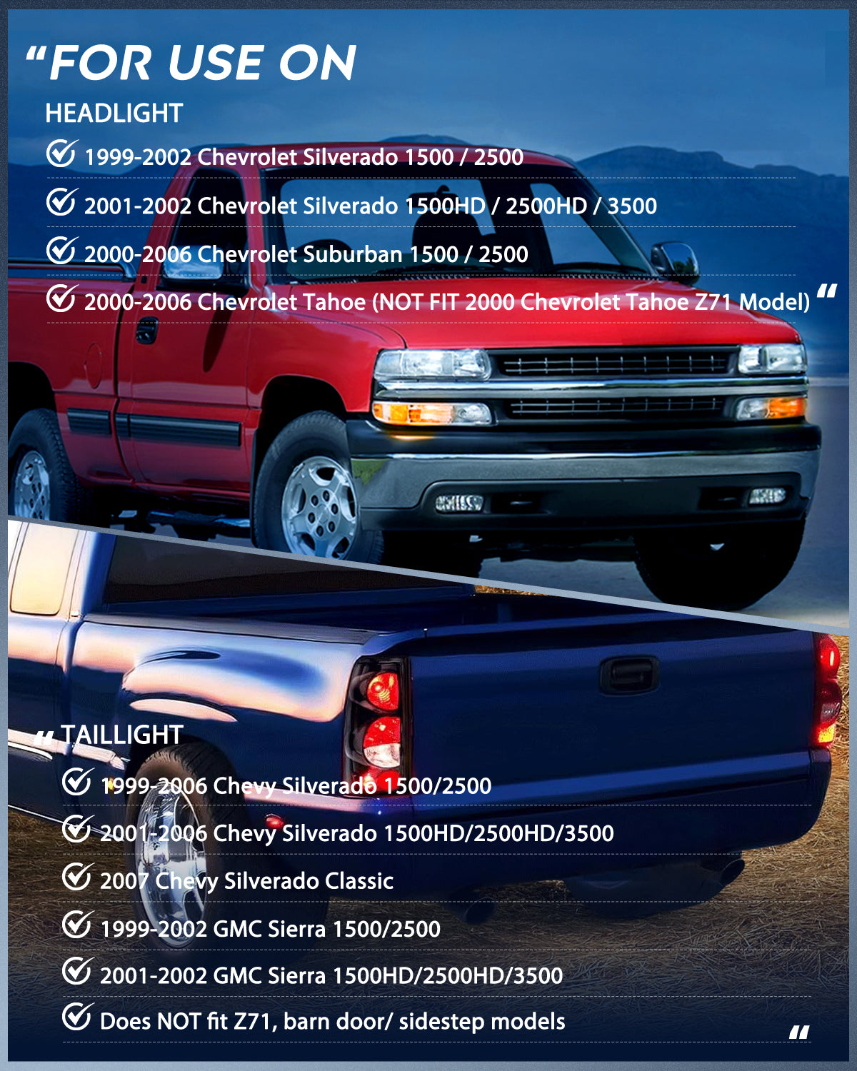 Nilight Headlight And Taillight Assembly Combo Compatible with 1999 2000 2001 2002 Chevy Silverado 1500 2500 1500HD 2500HD 3500 OE Style Black Housing Amber Reflector Clear