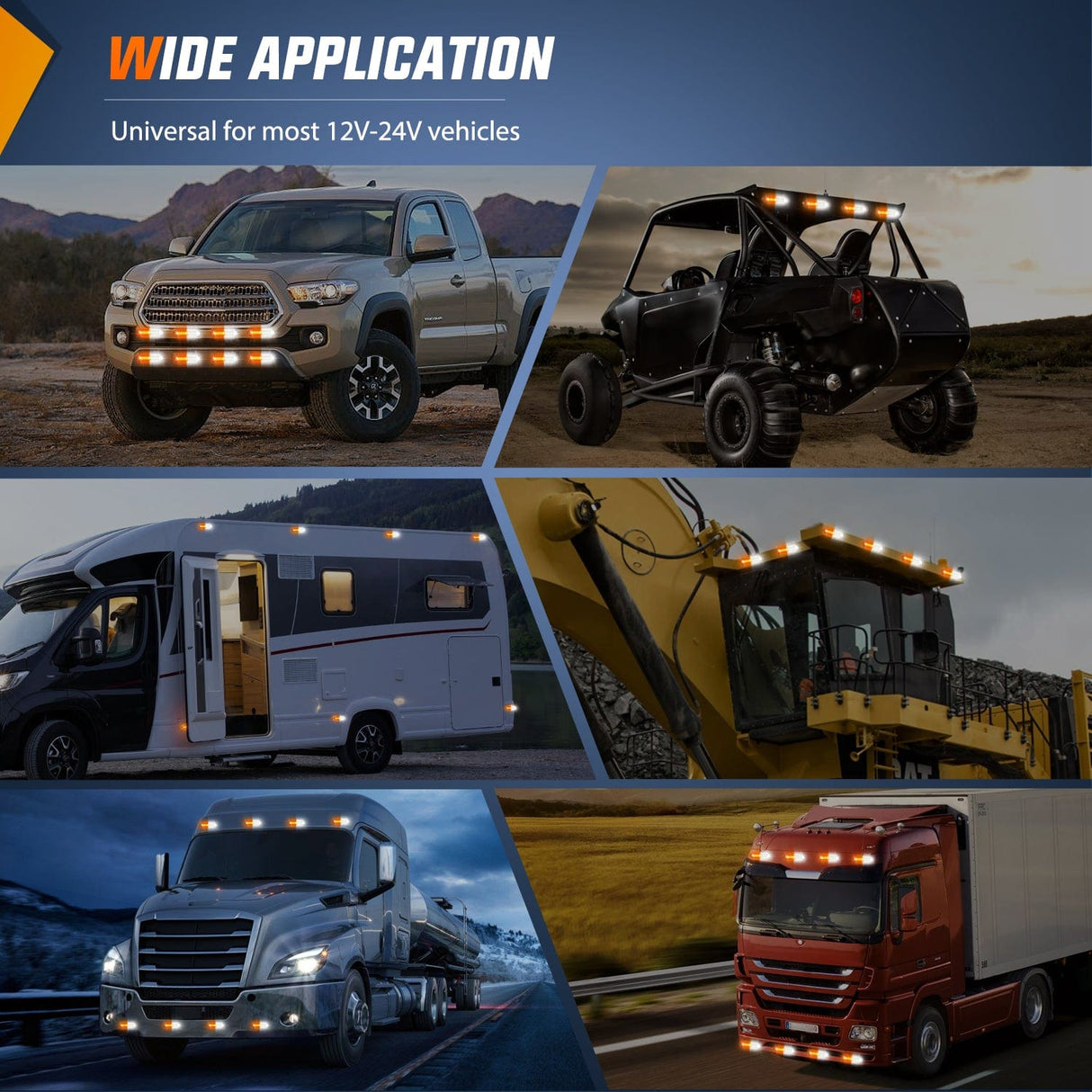 Surface Mount Strobe Lights 8PCS 12LED Amber White Emergency Strobe Lights