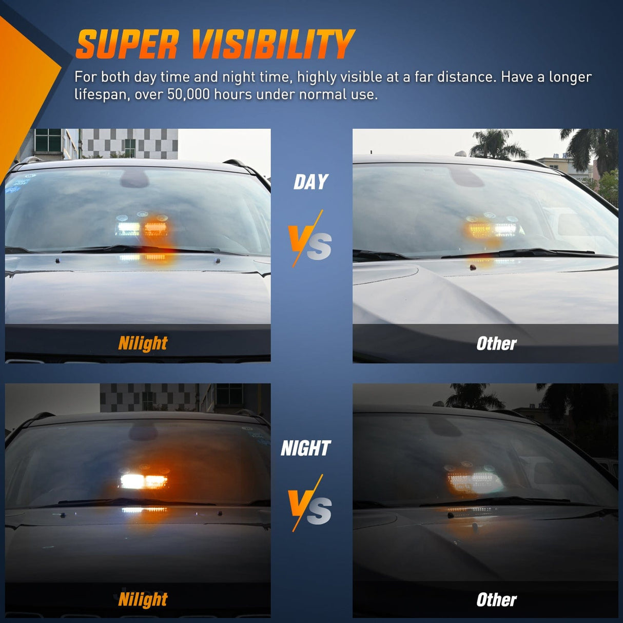 Windshield Hazard Strobe Light 8 Inch 16 Leds Windshield Hazard Amber White Strobe Light