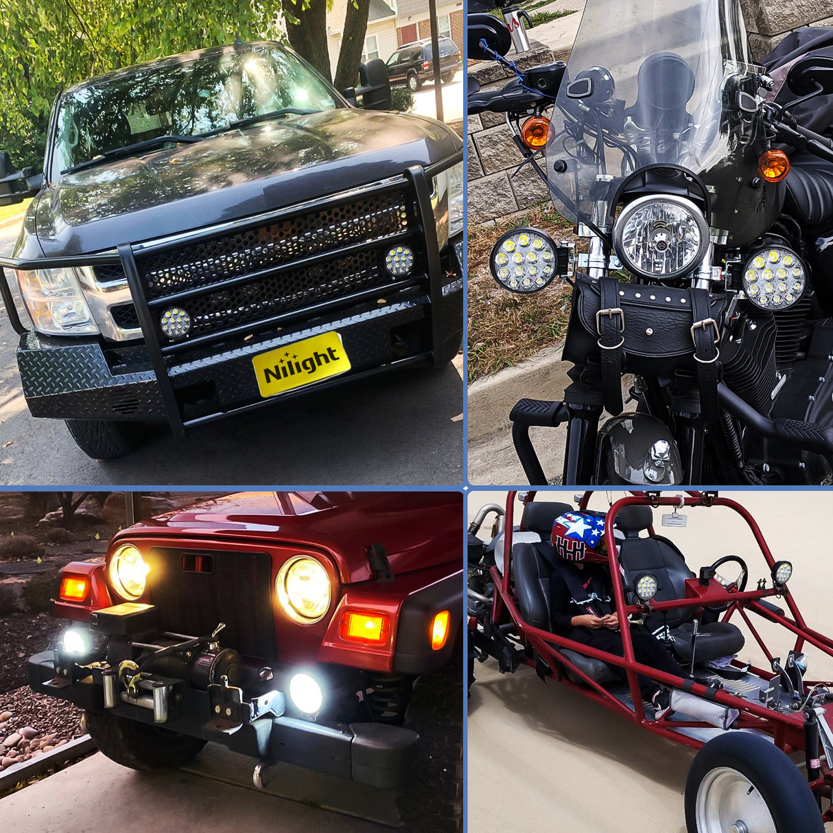 2Pcs 4.5Inch LED Pods 42W 4200LM Round Flood Light Off Road Lights Fog Lights 12V 5Pin Rocker Switch Wiring Harness Kit-2 Leads, 2 Years Warranty