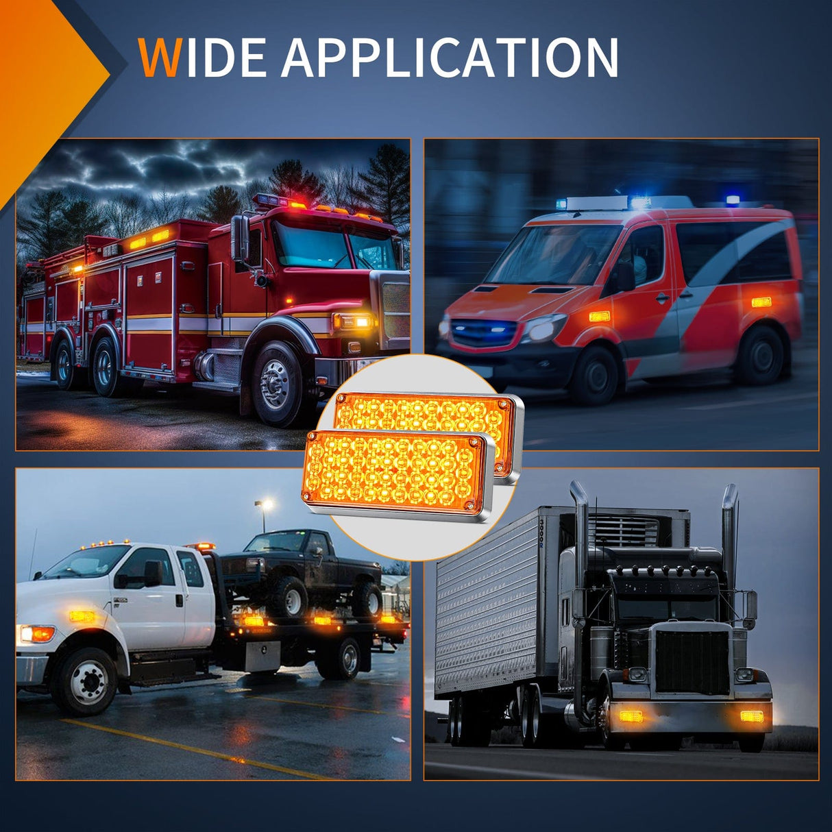 led strobe light 42LED Amber Wireless Magnetic Strobe Lights Surface Mount Waterproof 5 Patterns (Pair)