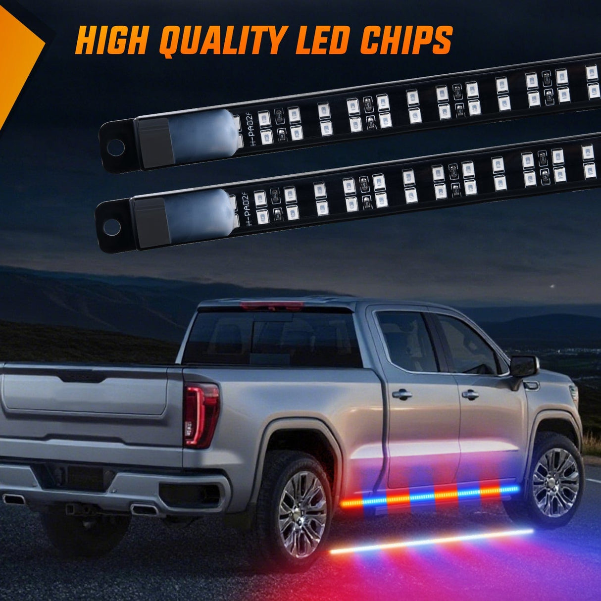 Led light Strip 2PCS 70 Inch Emergency Strobe Light Strip with Controller 864 LED Red Blue Running Board Lights Flexible Side Flashing Warning Caution Safety Waterproof for Truck Construction Pickup