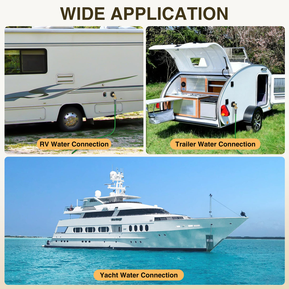 Nilight RV City Water Inlet with Check Valve 1/2Inch NPT Male to 3/4Inch GHT Female Brass City Water Fill Inlet Flange Connection Fittings for RV Camper Trailer Marine Hose Water Inlet Connector Replacement