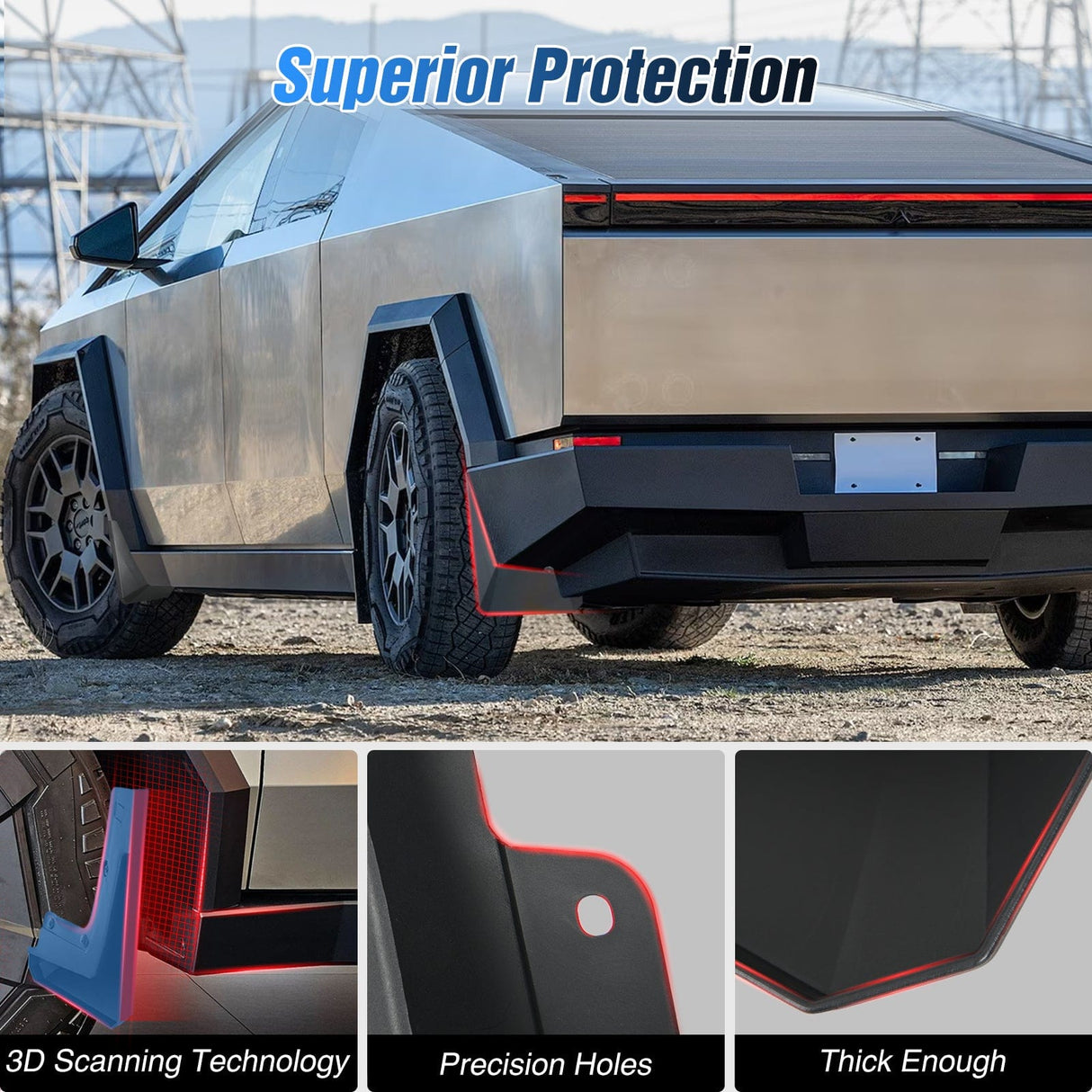 Fender Mud Flaps for Tesla Cybertruck 2023 2024 2025
