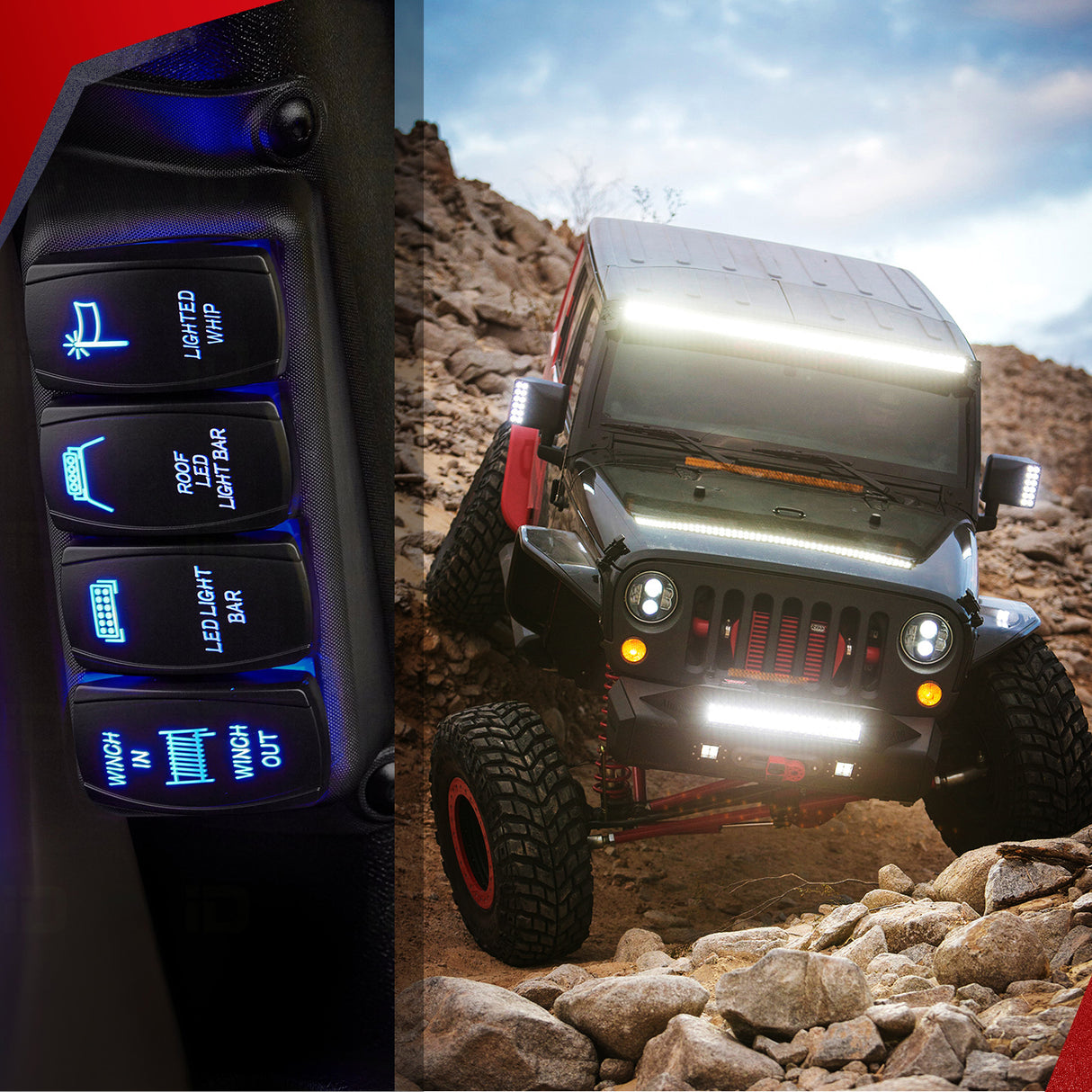 Nilight 14AWG LED Light Bar Wiring Harness Kit 12V On Off 5Pin Rocker Switch Laser Waterproof Toggle Switches Power Relay Blade Fuse for Work Lights Cars Boat ATV Trucks-3 Leads, Bule