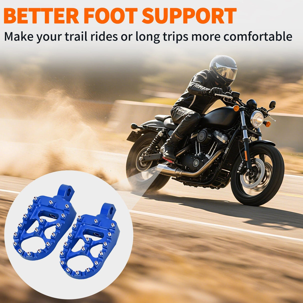 Motorcycle Foot Pegs Motorcycle Foot Pegs Dirt Bike Footpegs Fit for Harley Dyna 1993-2017 Fatboy 1990-2017 Iron 883 2009-2017 Sportster 883 360° Rotating CNC Foot Pegs Heavy Duty Aluminum Alloy Peg Pedal, Blue