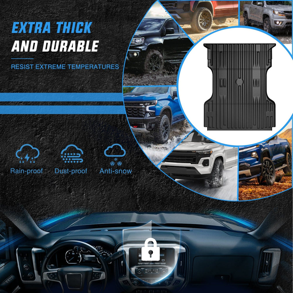 Truck Bed Mat 6.8ft Rubber Short Trunk Bed For 1999-2016 Ford F250/F350/F450 Super Duty, TPE Heavy-Duty Pick-up Bed Liner for 1999-2016 Ford F Accessories, Anti-Slip Texture, All Weather Protection